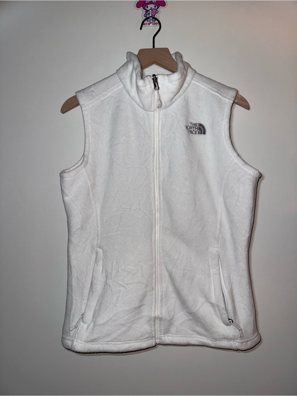 The North Face White Fleece Polyester Vest Women Size Medium